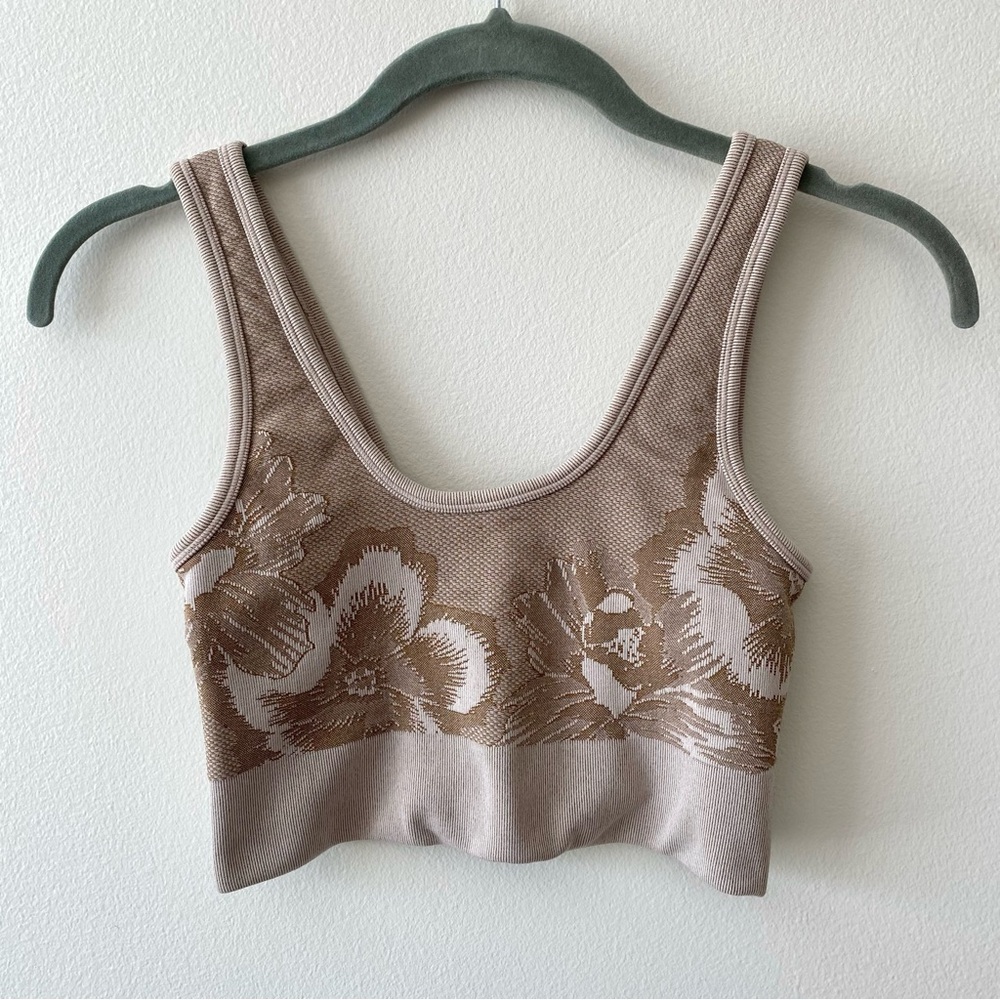 Aerie Dusty Rose Floral Ribbed Sports Bra